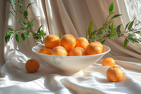 盘子中美味的橘子图片