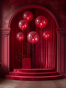 舞台上红色气球图片