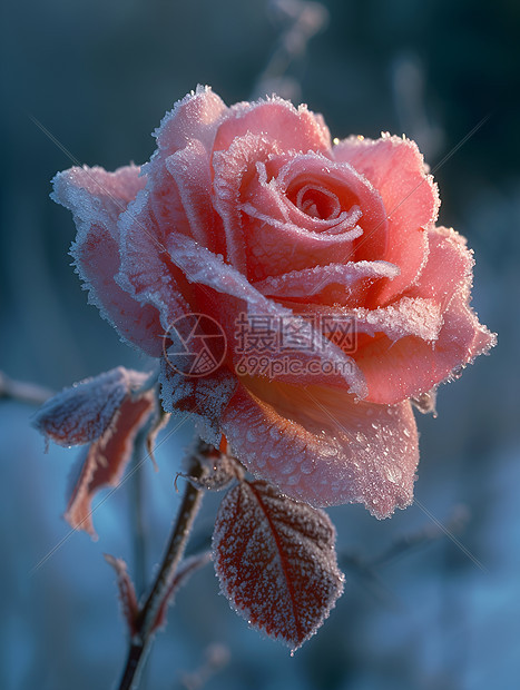冬日玫瑰飘雪图片