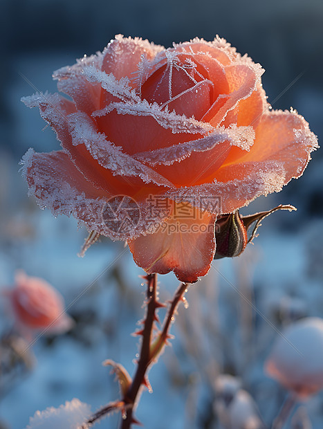 雪中花朵的静谧之美图片