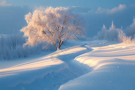 山坡中的冰雪图片