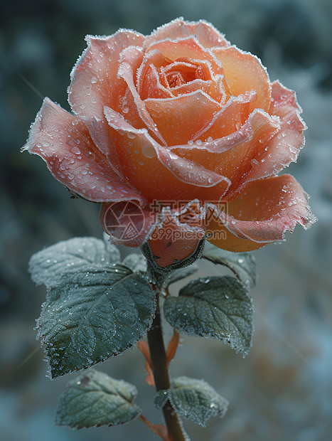 冰雪中的玫瑰之美图片