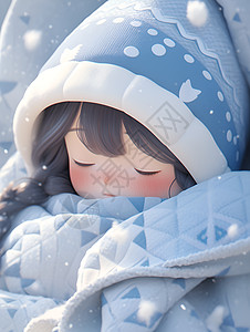 雪中闭眼少女背景图片