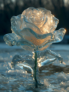 冰雕玫瑰花图片