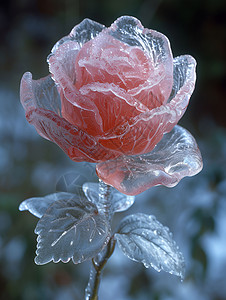寒冬中冰雕玫瑰图片