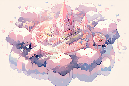 粉色云彩城堡图片