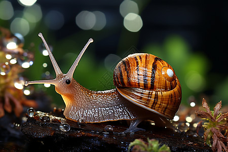 森林中的蜗牛背景图片