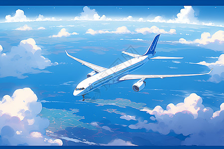 蓝天白云下的飞行之旅图片