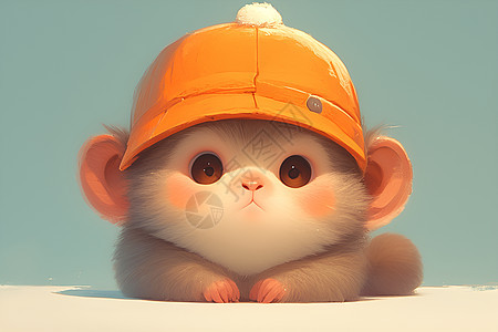 橘色帽子的小猴背景图片