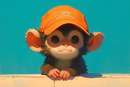 可爱的戴帽子的猴子背景图片