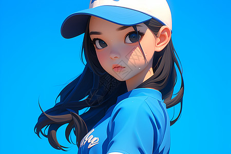 运动服棒球少女插画