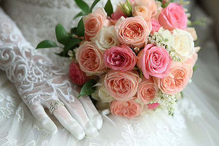 浪漫婚礼的花束图片