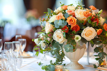 婚礼花束桌面上的花束背景