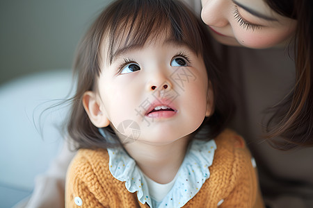 母女在家庭交谈高清图片