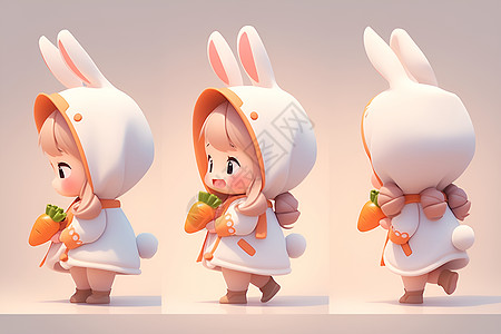 可爱的女孩身穿兔子服装图片