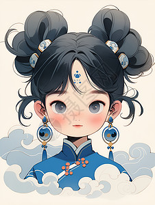 复古少女插画图片