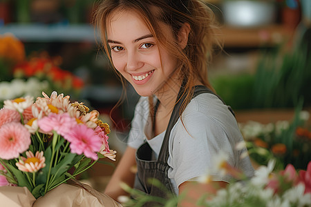 花点工作的女孩图片