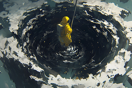 陨石坑中一名宇航员图片