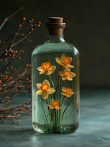 瓶子中的花朵图片