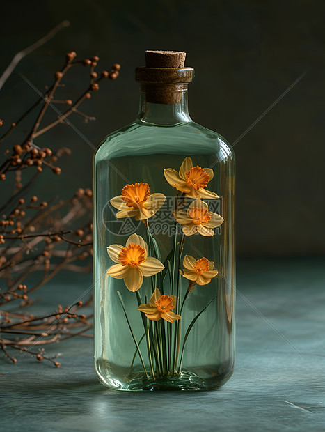 瓶子中的花朵图片
