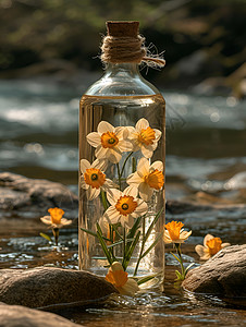 一朵水仙花在瓶子图片