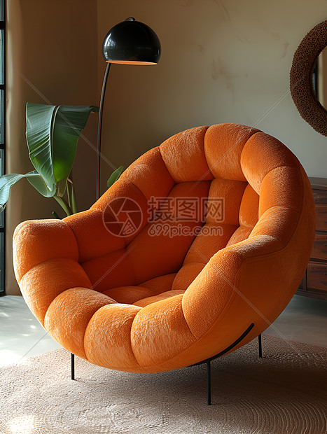 橙色的沙发椅图片