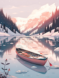 冬日宁静的船背景图片