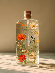 瓶子里的美丽花朵图片
