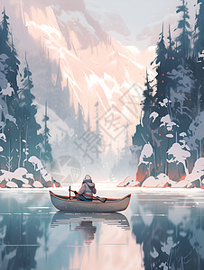 湖泊上的独木舟背景图片