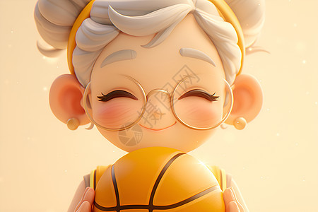 抱着篮球的奶奶图片