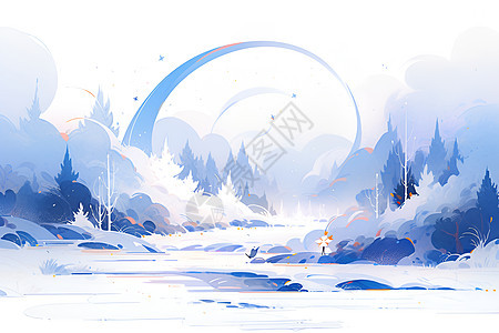 冰雪世界景色背景图片