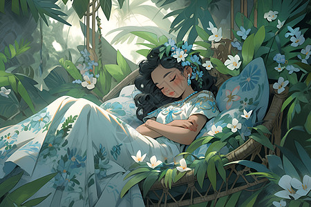 睡觉的花仙子背景图片