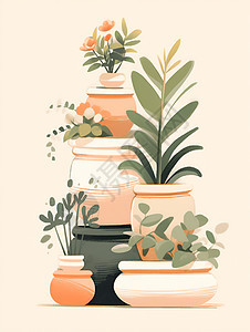 陶罐里的植物图片