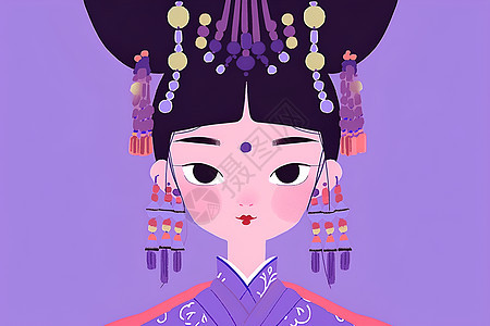 紫衣少女插画图片