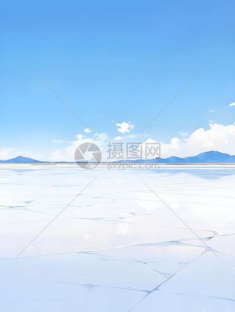 深蓝天空下的湖泊图片