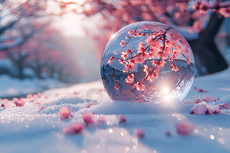 冰雪覆盖下的水晶球图片