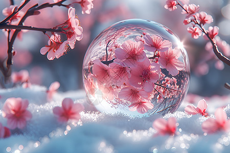 冬日梅花玻璃球图片