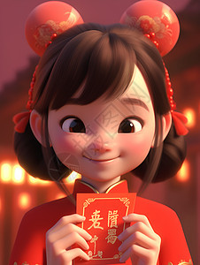 红包里的笑容女孩背景图片