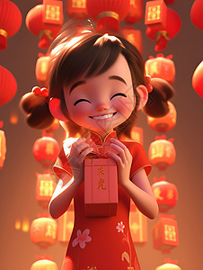 红包里的快乐女孩背景图片