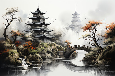 中国式宝塔背景图片