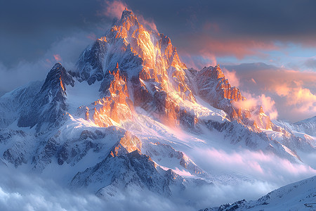 日出前的雪山背景图片