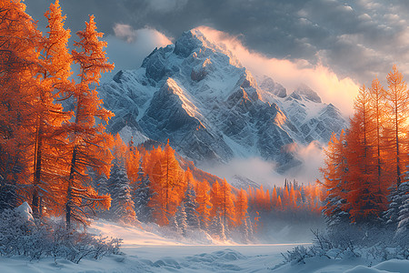 雪山之巅的美景图片