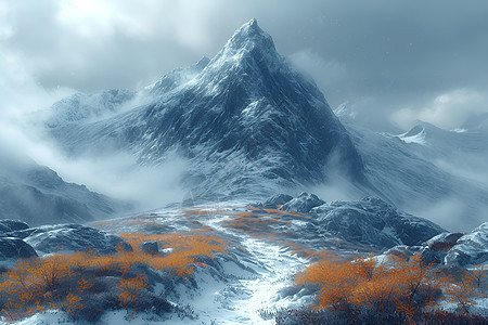 山峰瞭望冬季美景背景图片