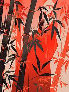 红叶竹林图片