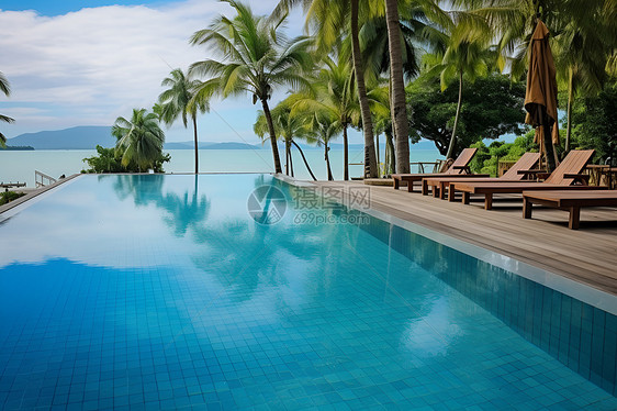 热带的泳池图片