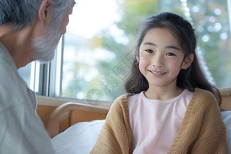 医院内的女孩和老人图片