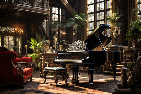 复古家居中的钢琴图片