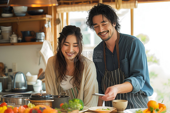 室内愉快的年轻夫妻图片