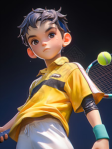 背景中的网球少年图片