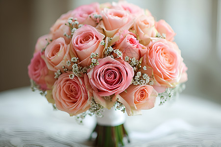 桌子上的玫瑰花束图片